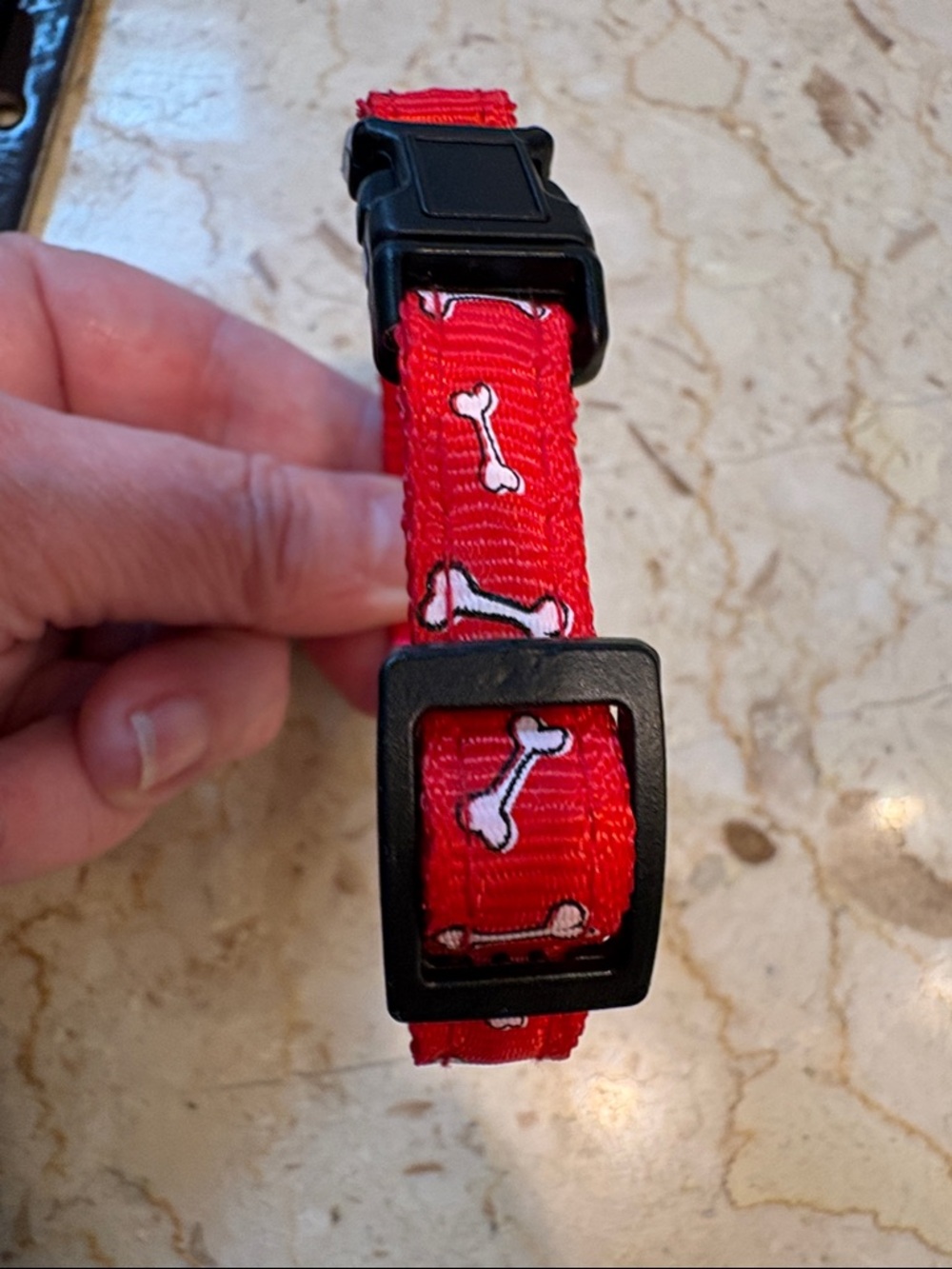 NWT 2-Adjustable Toy Dog Collars - Red & Black Bone Pattern - Picture 12 of 16